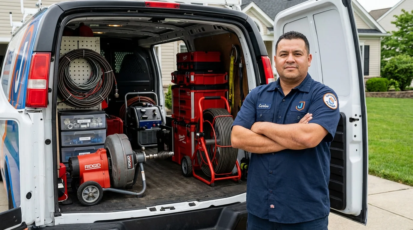 Professional drain cleaning equipment and Johns Plumbing LLC plumber in Ellaville