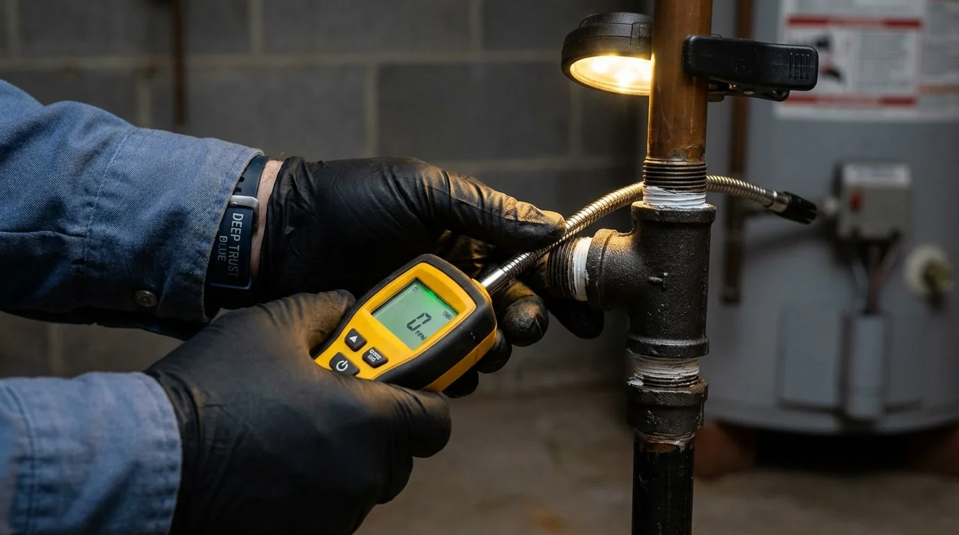 Gas leak detection with electronic sniffer by Johns Plumbing LLC in Ellaville