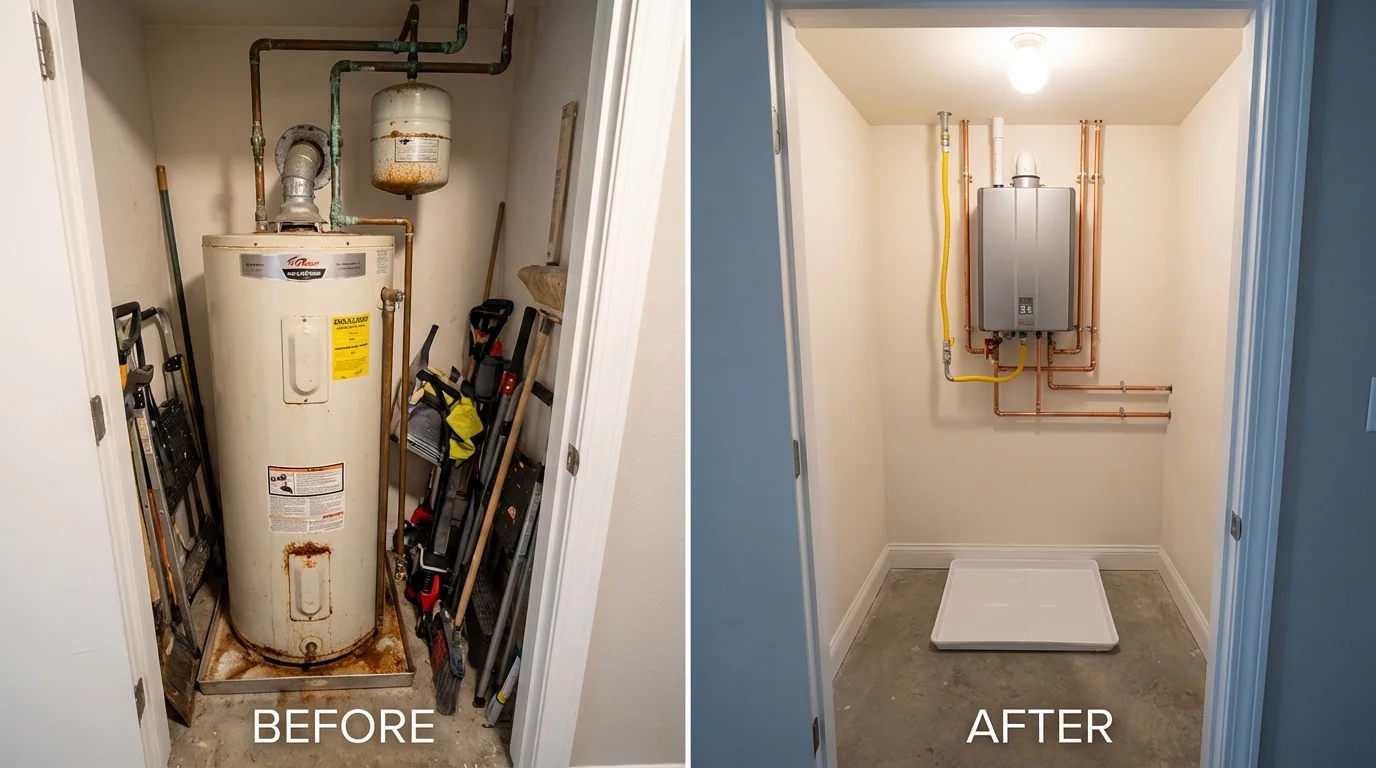 Tank water heater versus wall-mounted tankless unit comparison for Ellaville, GA homeowners